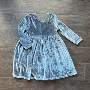 Pink Chicken Velvet Kids Dress in Gray